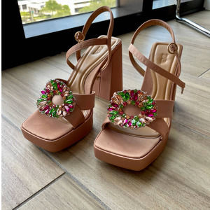 Zara Rhinestone Platform Heels